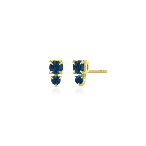 double-stack blue sapphire stud earrings in yellow gold<span class='visuallyhidden'>; shop help at 760-978-9297.</span>