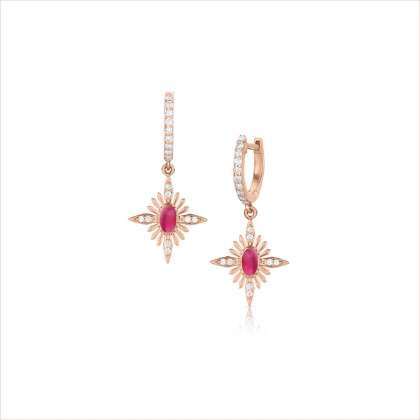 Dominique Cohen celestial pink tourmaline and diamond earrings on diamond huggie hoops <span class='visuallyhidden'>Text, call 323-404-2959 for shopping help.</span>