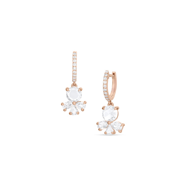 1.69 carat (pair) limited edition diamond petite fan earrings<br>with diamond-faced huggie hoop earwires <span class='visuallyhidden'>Call, text 323-404-2959 for shopping assistance.</span>