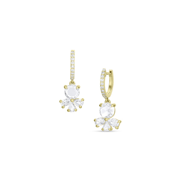 1.69 carat (pair) limited edition diamond petite fan earrings<br>with diamond-faced huggie hoop earwires <span class='visuallyhidden'>Call, text 323-404-2959 for shopping assistance.</span>