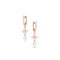bespoke pink diamond and white diamond arrowhead earring on diamond huggie hoop, in rose gold <span class='visuallyhidden'>Text, phone 323-404-2959 for shopping assistance.</span>