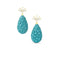 Dominique Cohen floral carved turquoise teardrop earrings on 18k gold diamond spray posts<span class='visuallyhidden'>; shop help at 760-978-9297.</span>