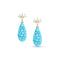 Dominique Cohen floral carved turquoise teardrop earrings on 18k gold diamond spray posts<span class='visuallyhidden'>; shop help at 760-978-9297.</span>