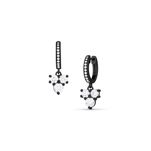 diamond cluster drop earring on diamond-faced huggie hoop, in 18k black gold <span class='visuallyhidden'>Call, text 323-404-2959 for shop help.</span>