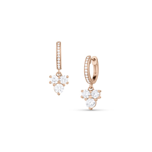 diamond cluster drop earring on diamond-faced huggie hoop, in 18k rose gold <span class='visuallyhidden'>Call, text 323-404-2959 for shop help.</span>