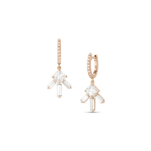 light champagne diamond asscher cut + baguette cut 18k rose gold earrings<span class='visuallyhidden'>; shop help at 760-978-9297.</span>