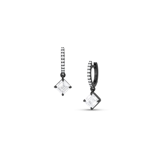 Dominique Cohen asscher cut diamond drop earrings in 18k black gold<span class='visuallyhidden'>; shop help at 760-978-9297.</span>