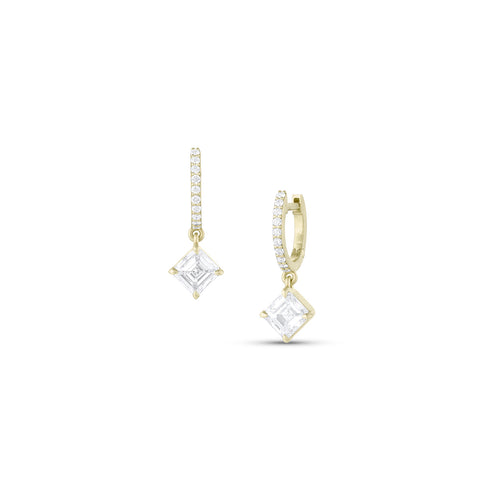Dominique Cohen asscher cut diamond drop earrings in 18k yellow gold<span class='visuallyhidden'>; shop help at 760-978-9297.</span>