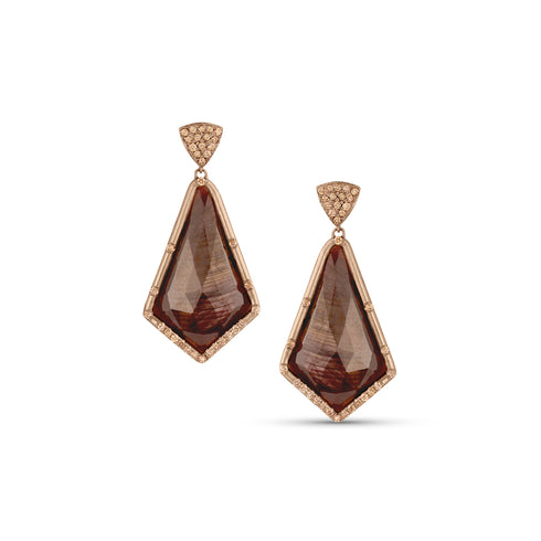 Dominique Cohen chocolate sapphire and champagne diamond 18k rose gold earring<span class='visuallyhidden'>; shop help at 760-978-9297.</span>