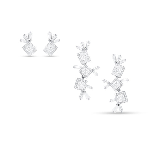 Dominique Cohen stud-to-dangle diamond earring set, in 18k white gold<span class='visuallyhidden'>; shop help at 760-978-9297.</span>