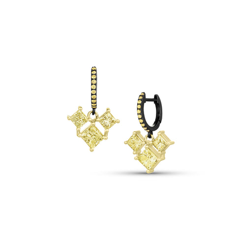 Dominique Cohen limited edition canary yellow diamond black and yellow gold earrings<span class='visuallyhidden'>; shop help at 760-978-9297.</span>