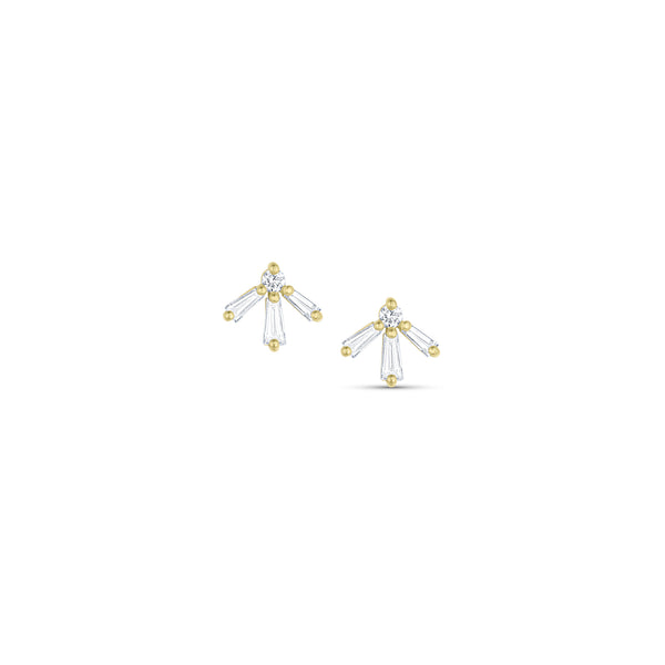Diamond tapered baguette stud earrings in 18k yellow gold<span class='visuallyhidden'>; shop help at 760-978-9297.</span>