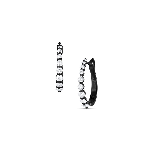 Dominique Cohen graduated diamond bubble 1 carat petite hoop earrings in black gold<span class='visuallyhidden'>; shop help at 760-978-9297.</span>
