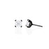 head-on + side views of asscher-cut diamond stud earrings in 18K black gold<span class='visuallyhidden'>; shop help at 760-978-9297.</span>