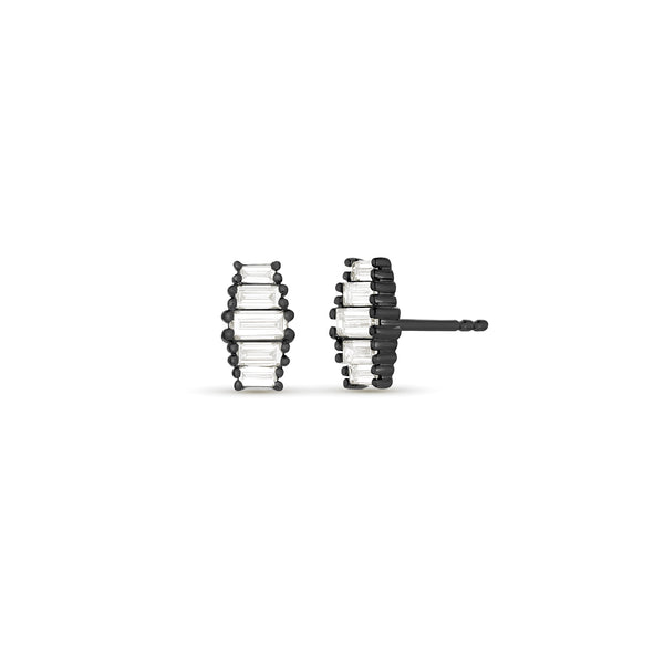 Dominique Cohen graduated baguette diamond shorty earring in 18k black gold<span class='visuallyhidden'>; shop help at 760-978-9297.</span>