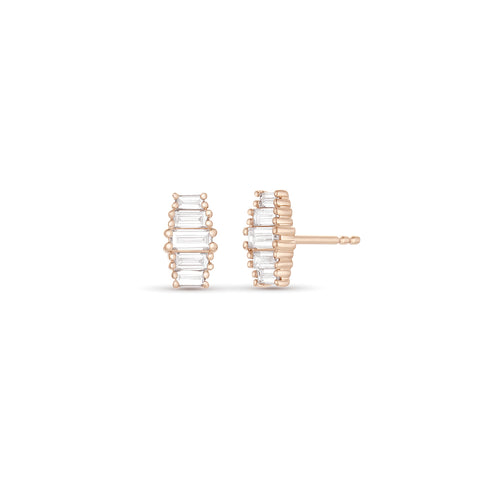 Dominique Cohen graduated baguette diamond shorty earring in 18k rose gold<span class='visuallyhidden'>; shop help at 760-978-9297.</span>