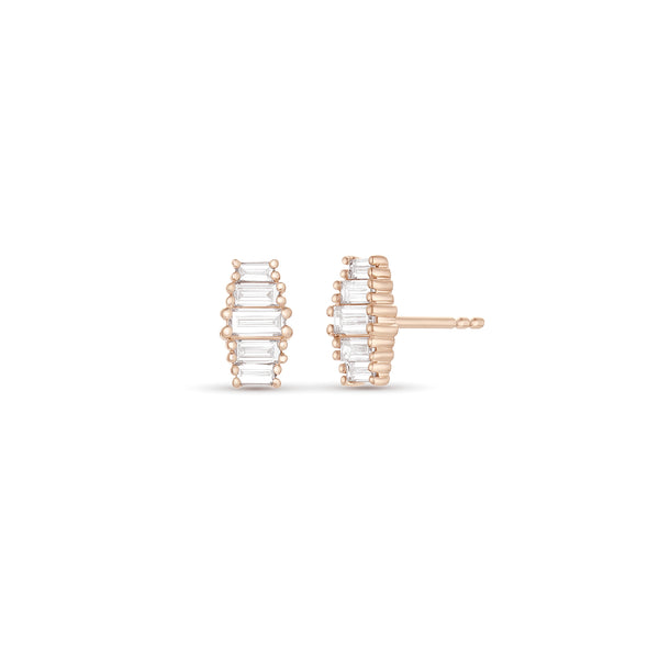 Dominique Cohen graduated baguette diamond shorty earring in 18k rose gold<span class='visuallyhidden'>; shop help at 760-978-9297.</span>
