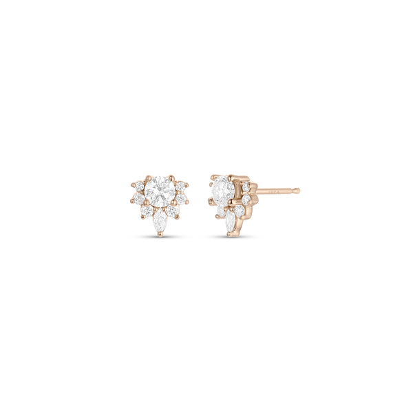 Dominique Cohen diamond star clustr post earrings in rose gold<span class='visuallyhidden'>; shop help at 760-978-9297.</span>