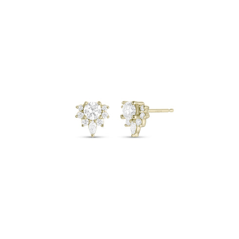 Dominique Cohen diamond star clustr post earrings in yellow gold<span class='visuallyhidden'>; shop help at 760-978-9297.</span>