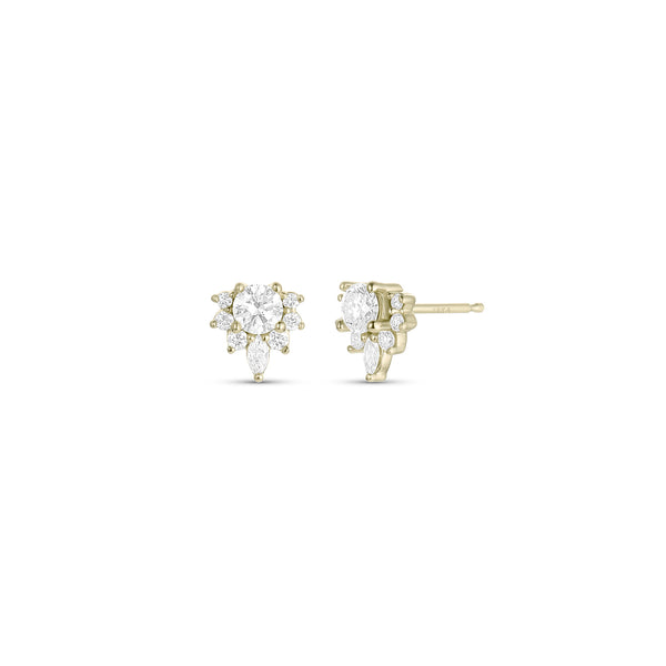 Dominique Cohen diamond star clustr post earrings in yellow gold<span class='visuallyhidden'>; shop help at 760-978-9297.</span>