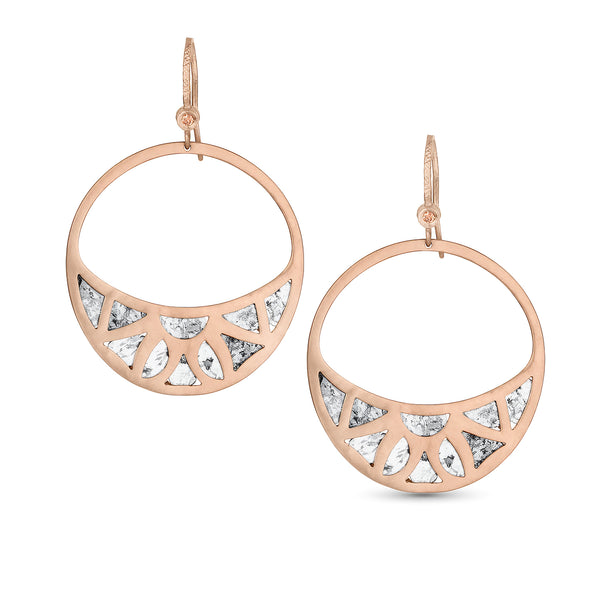Dominique Cohen grey diamond slice stained-glass-design face-front earring, in 18k rose gold with earwire champagne diamond<span class='visuallyhidden'>; shop help at 760-978-9297.</span>