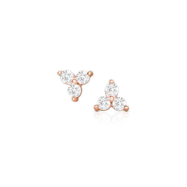 Dominique Cohen diamond trio cluster stud earrings in 14k rose gold<span class='visuallyhidden'>; call 760-978-9297 for shop help.</span>