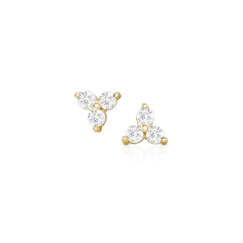 Dominique Cohen diamond trio cluster stud earrings in 14k yellow gold<span class='visuallyhidden'>; call 760-978-9297 for shop help.</span>
