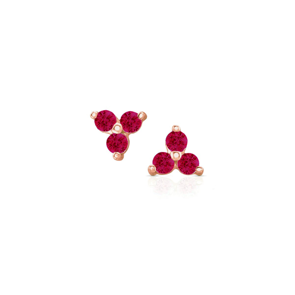 Dominique Cohen ruby trio cluster stud earrings in 14k rose gold<span class='visuallyhidden'>; call 760-978-9297 for shop help.</span>