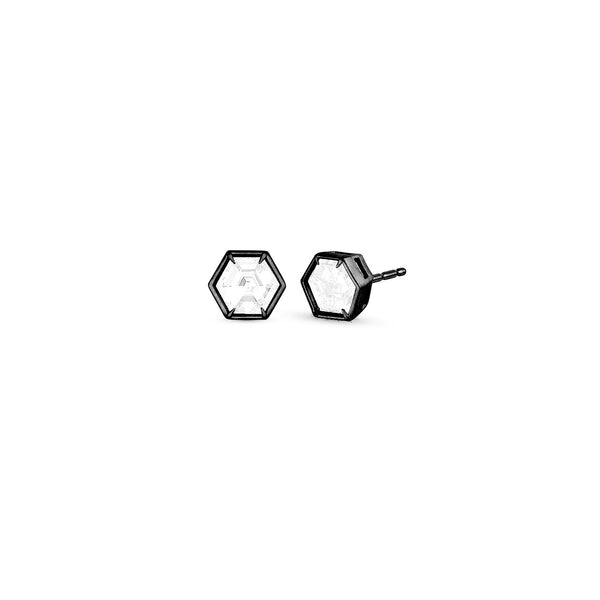 Dominique Cohen diamond hexagon stud earrings, in rose gold<span class='visuallyhidden'>; shop help at 760-978-9297.</span>