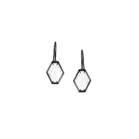 Dominique Cohen elongated hexagon retro-style 4ct diamond drop earrings in 18k black gold<span class='visuallyhidden'>; shop help at 760-978-9297.</span>
