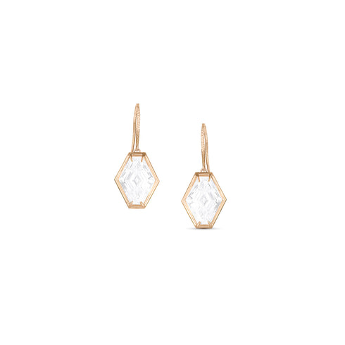 Dominique Cohen elongated hexagon retro-style 4ct diamond drop earrings in 18k rose gold<span class='visuallyhidden'>; shop help at 760-978-9297.</span>