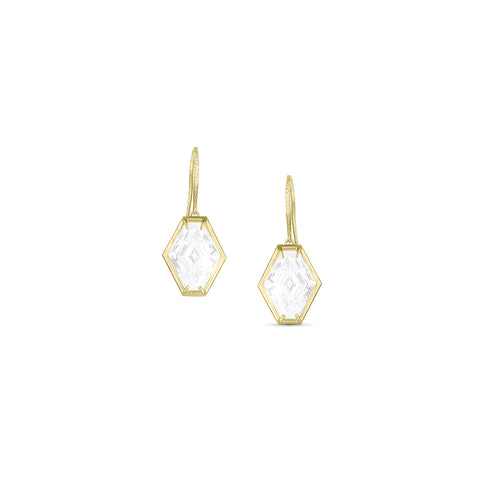 Dominique Cohen elongated hexagon retro-style 4ct diamond drop earrings in 18k yellow gold<span class='visuallyhidden'>; shop help at 760-978-9297.</span>