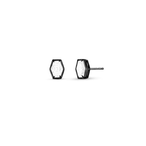 Dominique Cohen elongated hex diamond post earrings, in 18k black gold<span class='visuallyhidden'>; shop help at 760-978-9297.</span>