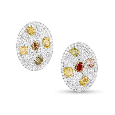 Dominique Cohen diamond ombre and pave oval post earrings in 18k white and yellow golds<span class='visuallyhidden'>; shop help at 760-978-9297.</span>