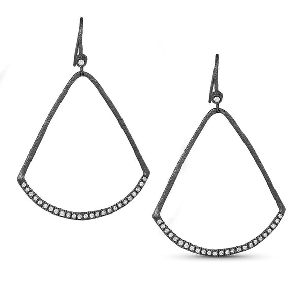 boho open teardrop diamond earrings<br>in white diamonds + 18k black gold <span class='visuallyhidden'>Call or text 323-404-2959 for shopping assistance</span>
