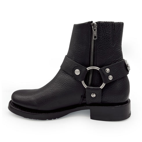 in distressed leather, with easy on-off via snap-rivet + zipper; use one, or both!<span class='visuallyhidden'>; shopping help at 323-404-2959.</span>