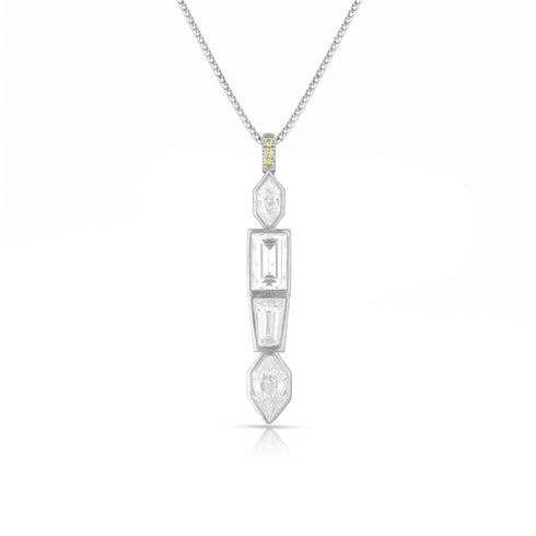 special cuts mixed shapes vertical diamond pendant necklace, in 18k white gold <span class='visuallyhidden'>Call, text 323-404-2959 for shopping help.</span>