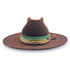 head-on view of this modern cowboy designer hat with a relaxed brim <span class='visuallyhidden'>Call, text 323-404-2959 for shopping assistance</span>