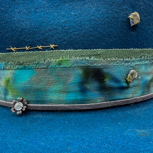 left side closeup of aquamarine jewelry and textile beauty <span class='visuallyhidden'>Call, text 323-404-2959 for shop help.</span>