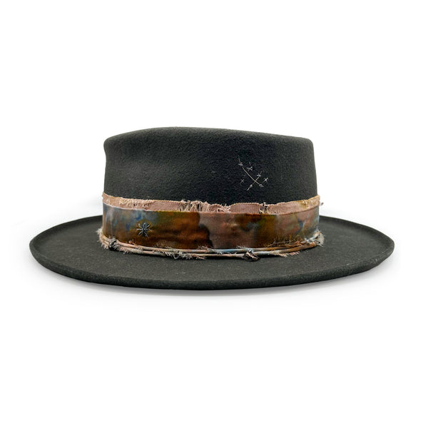 left profile beauty includes a diamond kissed flower + 3 textural rings strung along her hand-twisted silk band<span class='visuallyhidden'>; shopping help at 323-404-2959.</span>