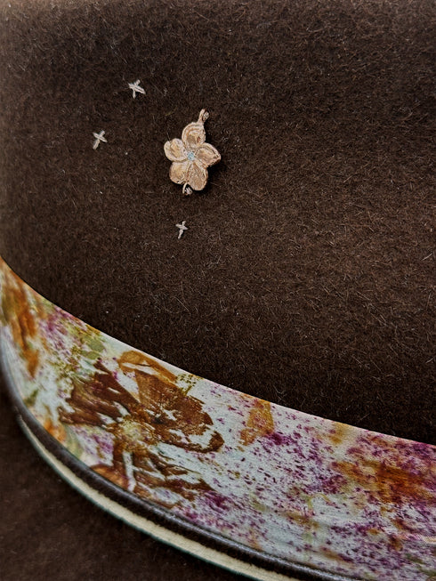 18k rose gold plated (over sterling) diamond-kissed flower charm, up close<span class='visuallyhidden'>; shop help at 760-978-9297.</span>