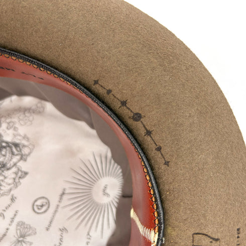 lined in silks and leather + with an under-brim celestial accent<span class='visuallyhidden'>; shop help at 760-978-9297.</span>