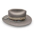 Silverstar, a Dominique Cohen crushable designer hat in ash grey with silver and rose gold accents<span class='visuallyhidden'>; shop help at 760-978-9297.</span>
