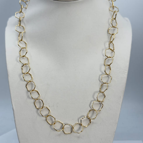 TO DO grande hex vintage soldered chain,<br>in 18k rose gold,<br>22in