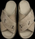 cross slide sandal in driftwood size 7, with dandelion + dragonfly detail <span class='visuallyhidden'>Call, text 323-404-2959 for shopping help.</span>