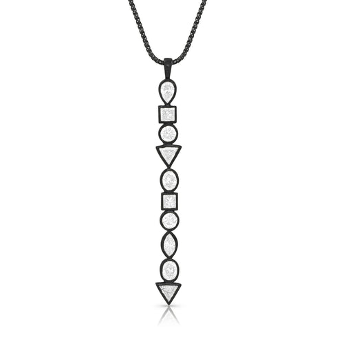 Dominique Cohen diamond mixed shapes bezels vertical bar pendant necklace in 18k black gold<span class='visuallyhidden'>; shopping help at 323-404-2959.</span>