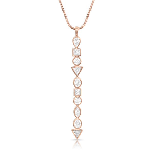 mixed shapes bezels diamond vertical bar pendant necklace<span class='visuallyhidden'>; shopping help at 323-404-2959.</span>