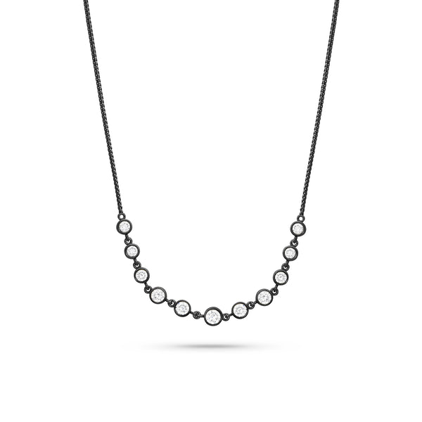 Dominique Cohen graduated diamond bezel bar layering choker, 16 inch, in white diamonds and 18k black gold <span class='visuallyhidden'>Call, text 323-404-2959 for shopping help.</span>
