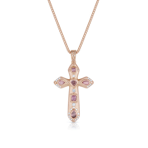lovely pink diamond cross accented in diamonds champagne and white<span class='visuallyhidden'>; shop help at 760-978-9297.</span>
