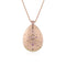 One of a kind teardrop shield pendant necklace, an artful array of pink, yellow, champagne, black, and white diamonds in 18k rose gold <span class='visuallyhidden'>; shop help at 760-978-9297.</span>